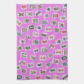 MahJong Fliesen Design Fotografie auf rosa Geschirrtuch (Vertikal)