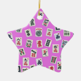 Mahjong Fliesen-Design in Rosa Keramik Ornament