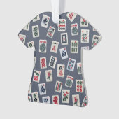 MahJong Fliesen Fotografie Design auf dunkelblau Ornament (Vorderseite)