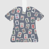 MahJong Fliesen Fotografie Design auf dunkelblau Ornament (Rückseite)