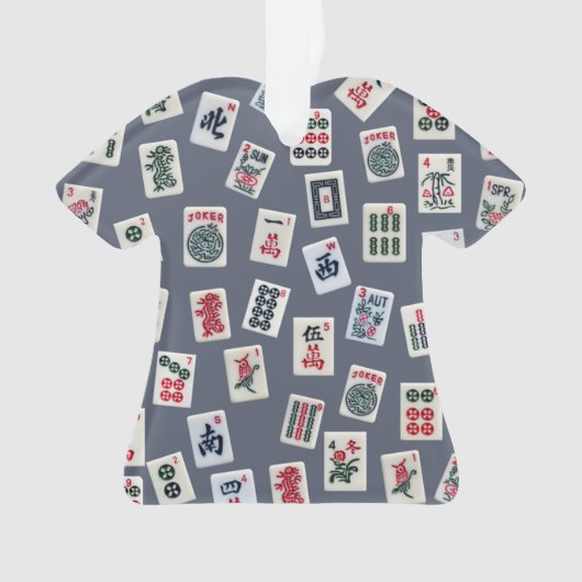 MahJong Fliesen Fotografie Design auf dunkelblau Ornament (Vorderseite)