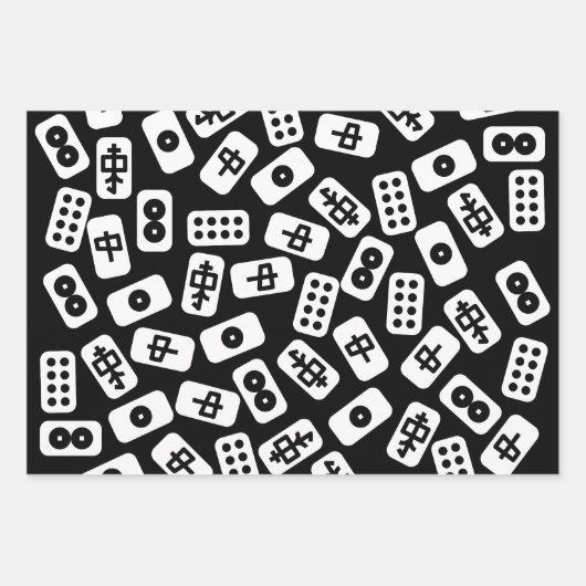 Mahjong-Fliesen in Rosa, Braun und Schwarz Geschenkpapier Set (Vorderseite 2)