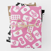 Mahjong-Fliesen in Rosa, Braun und Schwarz Geschenkpapier Set (Beispiel)