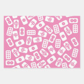 Mahjong-Fliesen in Rosa, Braun und Schwarz Geschenkpapier Set (Vorderseite)