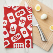 Mahjong-Fliesen in rot Geschirrtuch (Viertel Falte)