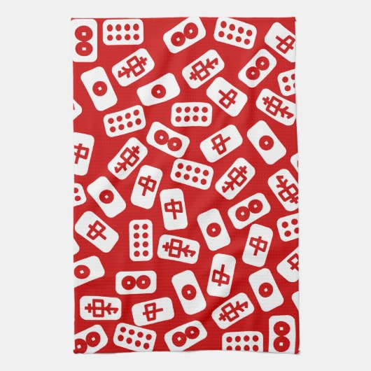 Mahjong-Fliesen in rot Geschirrtuch (Vertikal)