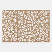 Mahjong-Fliesen-Muster auf braunem Hintergrund Geschenkpapier Set (Vorderseite 2)