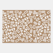 Mahjong-Fliesen-Muster auf braunem Hintergrund Geschenkpapier Set (Vorderseite)