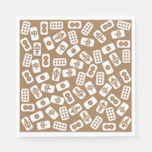 Mahjong-Fliesen-Muster weiß auf braun