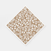 Mahjong-Fliesen-Muster weiß auf braun Serviette (Ecke)