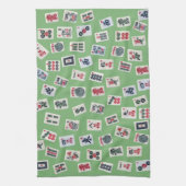 MahJong-Fliesen (Symbole) auf grün Geschirrtuch (Vertikal)