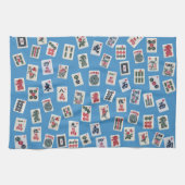 MahJong-Fliesen (Symbole) auf hellblau Geschirrtuch (Horizontal)