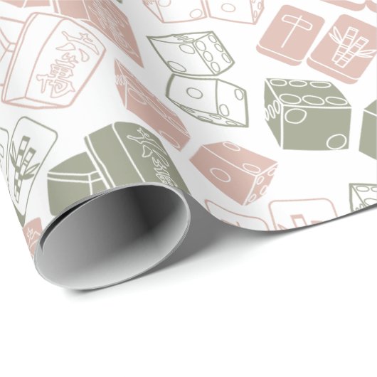 Mahjong-Fliesen und Würfel Geschenkpapier (Rolleneckpunkt)