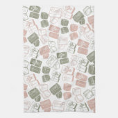 Mahjong-Fliesen und Würfel, rosa und grün Geschirrtuch (Vertikal)