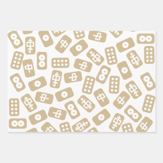 Mahjong-Fliesen, weiß-braune und schwarze Kombinat Geschenkpapier Set (Vorderseite 2)