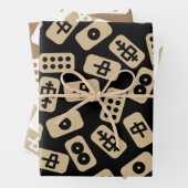 Mahjong-Fliesen, weiß-braune und schwarze Kombinat Geschenkpapier Set (Beispiel)