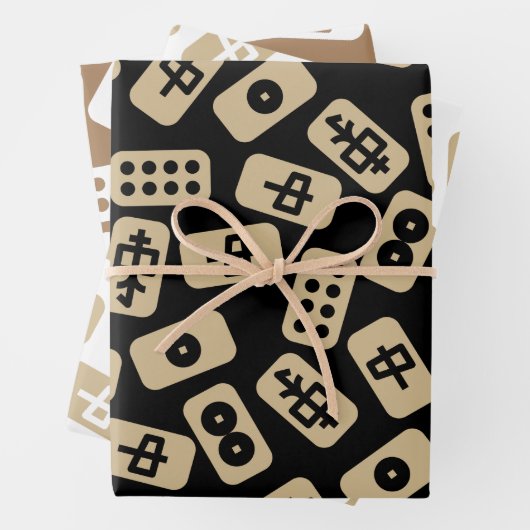 Mahjong-Fliesen, weiß-braune und schwarze Kombinat Geschenkpapier Set (Beispiel)