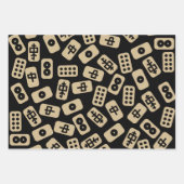 Mahjong-Fliesen, weiß-braune und schwarze Kombinat Geschenkpapier Set (Vorderseite)