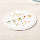 Mahjong Flower Tiles Paper Coaster Runder Pappuntersetzer (Angewinkelt)