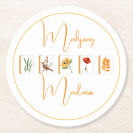 Mahjong Flower Tiles Paper Coaster Runder Pappuntersetzer