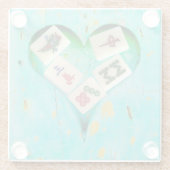 Mahjong füllt meinen rustikalen Untersetzer aus Gl (Rückseite)