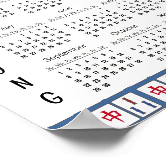 Mahjong Game Tiles 2024 Calendar Poster (Ecke)