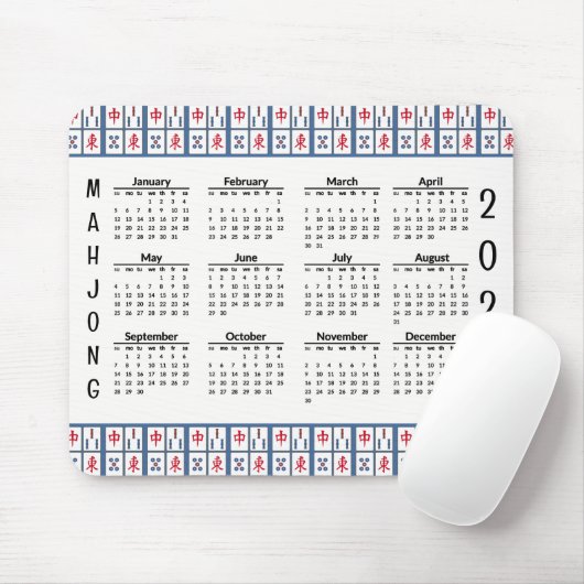 Mahjong Game Tiles 2025 Calendar Mousepad (Mit Mouse)