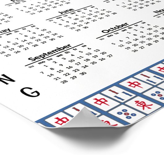 Mahjong Game Tiles 2025 Calendar Poster (Ecke)