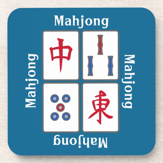 Mahjong Game Tiles Design Beverage Coaster Getränkeuntersetzer (Vorderseite)