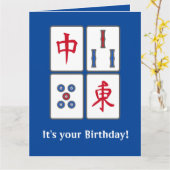 Mahjong Game Tiles Design Grußkarte Karte (Gelbe Blume)