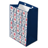 Mahjong Game Tiles Design Medium Geschenktasche Mittlere Geschenktüte (Vorderseite Schrägansicht)