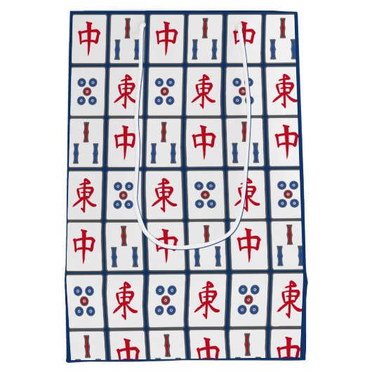 Mahjong Game Tiles Design Medium Geschenktasche Mittlere Geschenktüte (Rückseite)