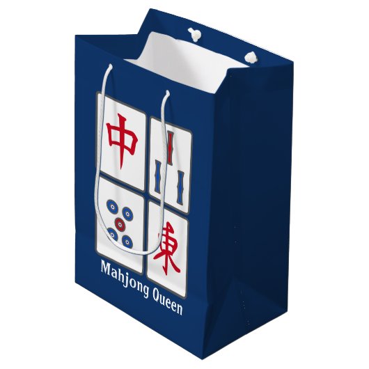 Mahjong Game Tiles Design Mittlere Geschenktüte (Vorderseite Schrägansicht)