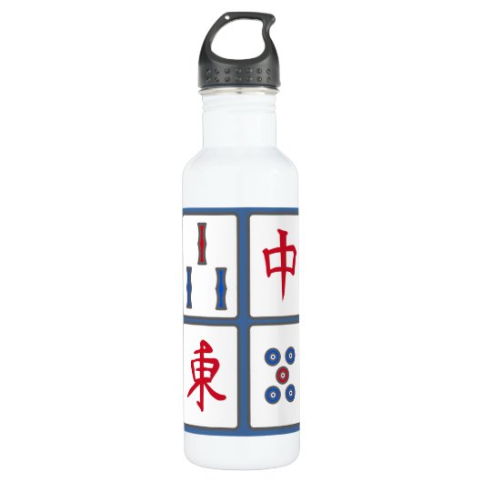 Mahjong Game Tiles Design Wasserflasche Edelstahlflasche (Vorderseite)