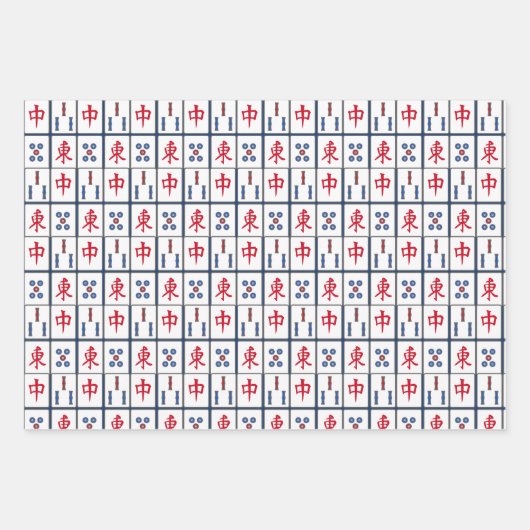 Mahjong Game Tiles Design Wrapping Paper Sheets Geschenkpapier Set (Vorderseite 3)