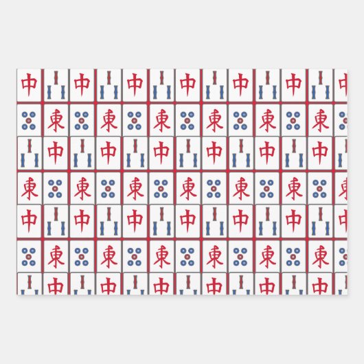 Mahjong Game Tiles Design Wrapping Paper Sheets Geschenkpapier Set (Vorderseite 2)