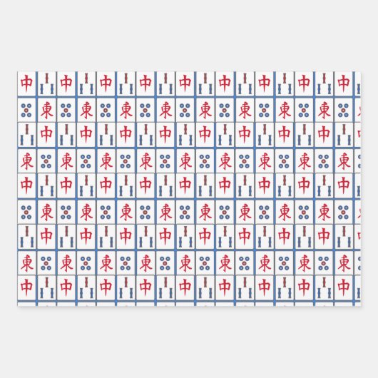 Mahjong Game Tiles Design Wrapping Paper Sheets Geschenkpapier Set (Vorderseite)