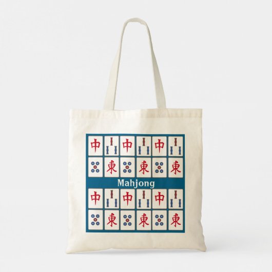 Mahjong Game Tiles DesignTote Bag Tragetasche (Rückseite)