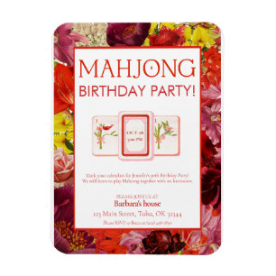 Mahjong-Geburtstagseinladung, Floral Magnet