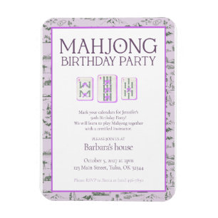 Mahjong-Geburtstagseinladung, lila Toile Magnet