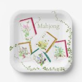 Mahjong Glitzer Tiles Paper Plate Pappteller (Vorderseite)