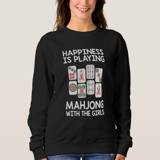 Mahjong Glück spielt Mahjong mit dem Mädchen Sweatshirt (Vorderseite)