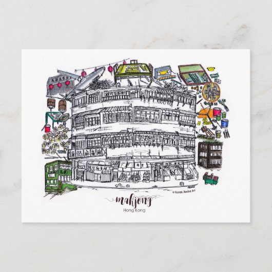 Mahjong in Hongkong Postkarte (Vorderseite)