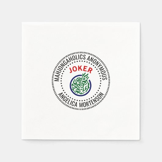 Mahjong-Joker „Mahjongaholics Anonymous“ Name Serviette (Vorderseite)