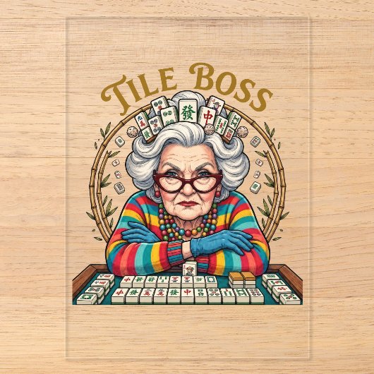 Mahjong-Kachel Boss Acryleinladungen (Vorderseite)