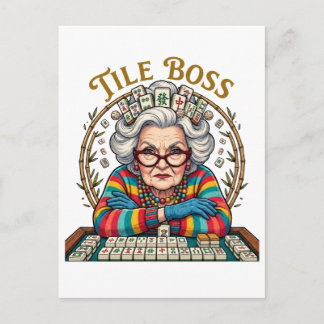 Mahjong-Kachel Boss Einladungspostkarte