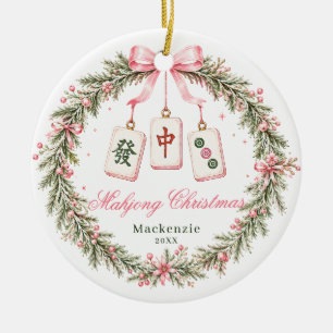 Mahjong-Kachel-Weihnachtsgirlande Keramik Ornament