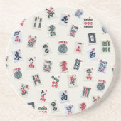 Mahjong Kacheln auf pastellfarbenem Abzeichen Sand Getränkeuntersetzer (Vorne)