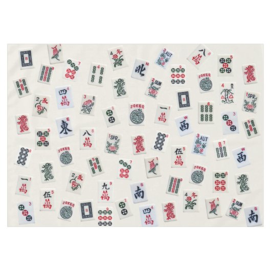 Mahjong Kacheln auf pastellfarbenem Abzeichen Tabl Tischdecke (Vorderseite (Horizontal))