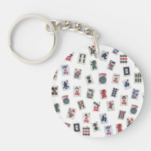 MahJong-Kacheln und Symbolmuster Schlüsselanhänger